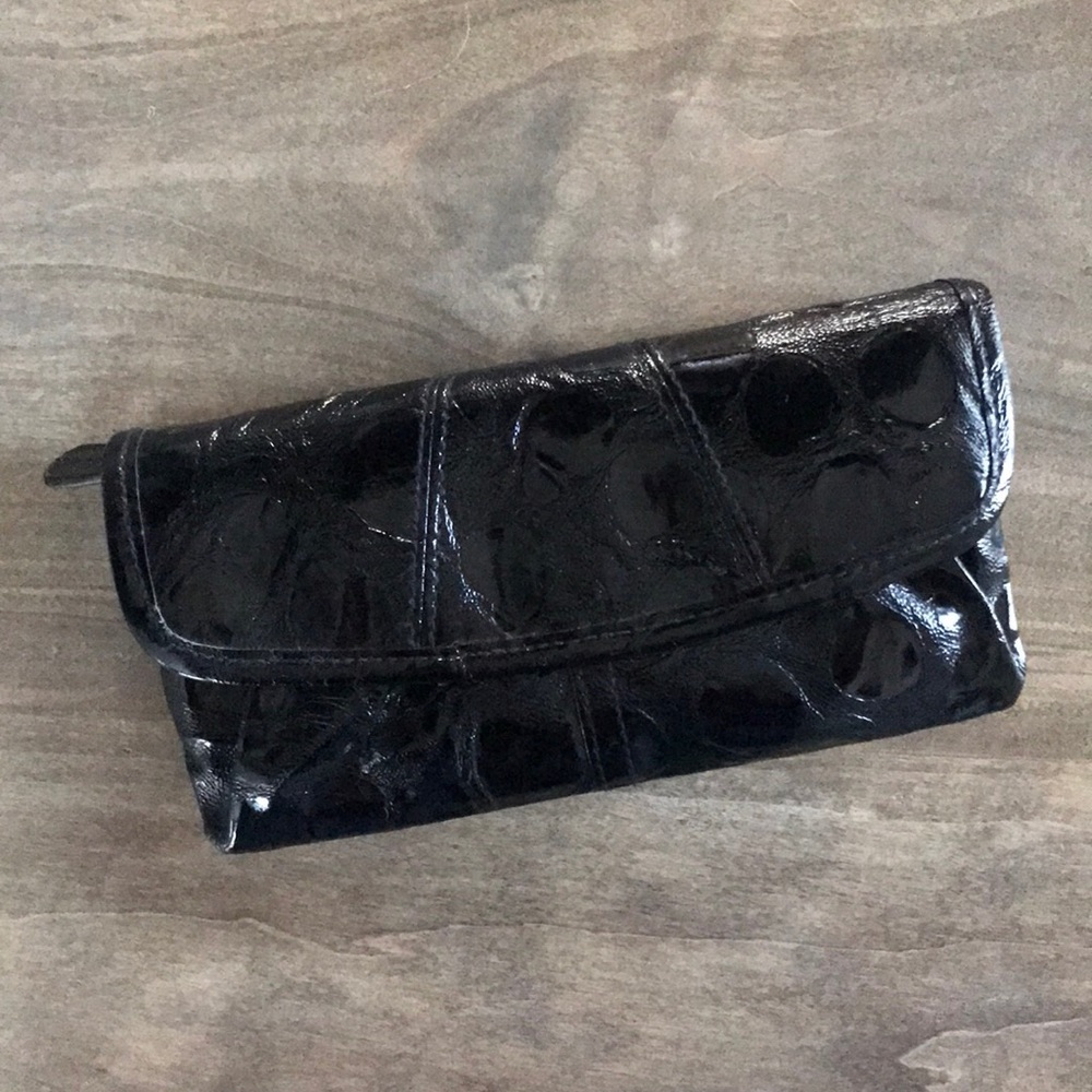 Miche black patent leather wallet